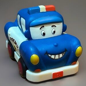 B. Toys Battat Pull Back and Go Soft Car WHEEEE-LS Blue Police Car